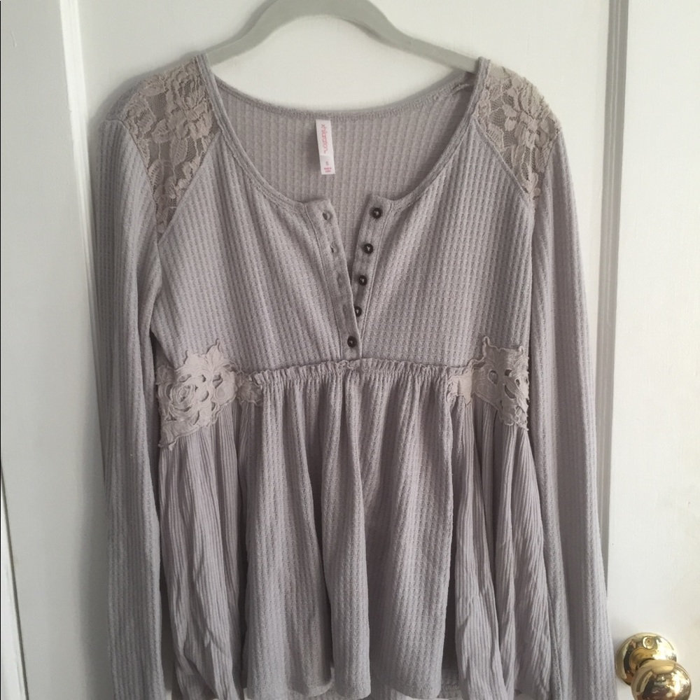 Grey Long Sleeve Lace